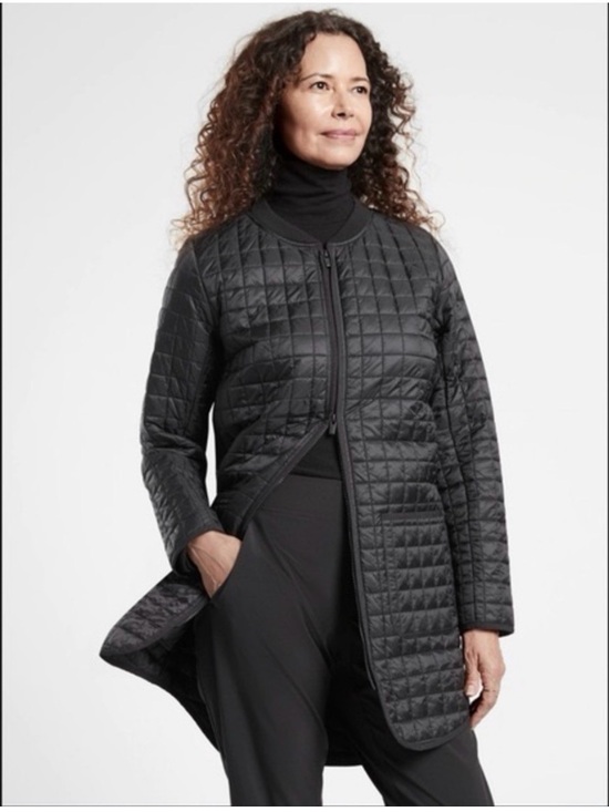 Athleta Jackets & Blazers - Athleta Quilted Longline Black Puffer Coat